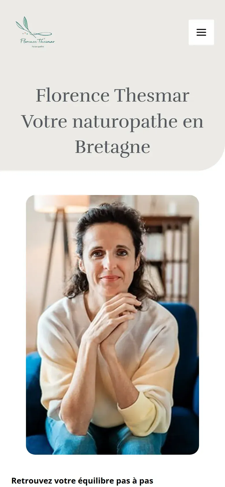 Page d’accueil de Florence Naturopathe sur mobile.