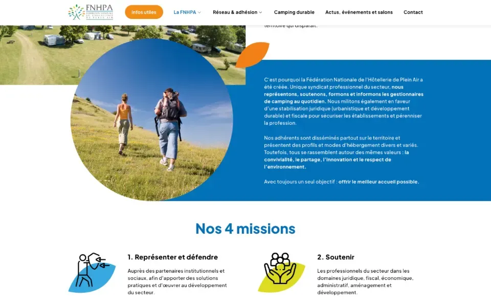 Page de présentation du site de la FNHPA