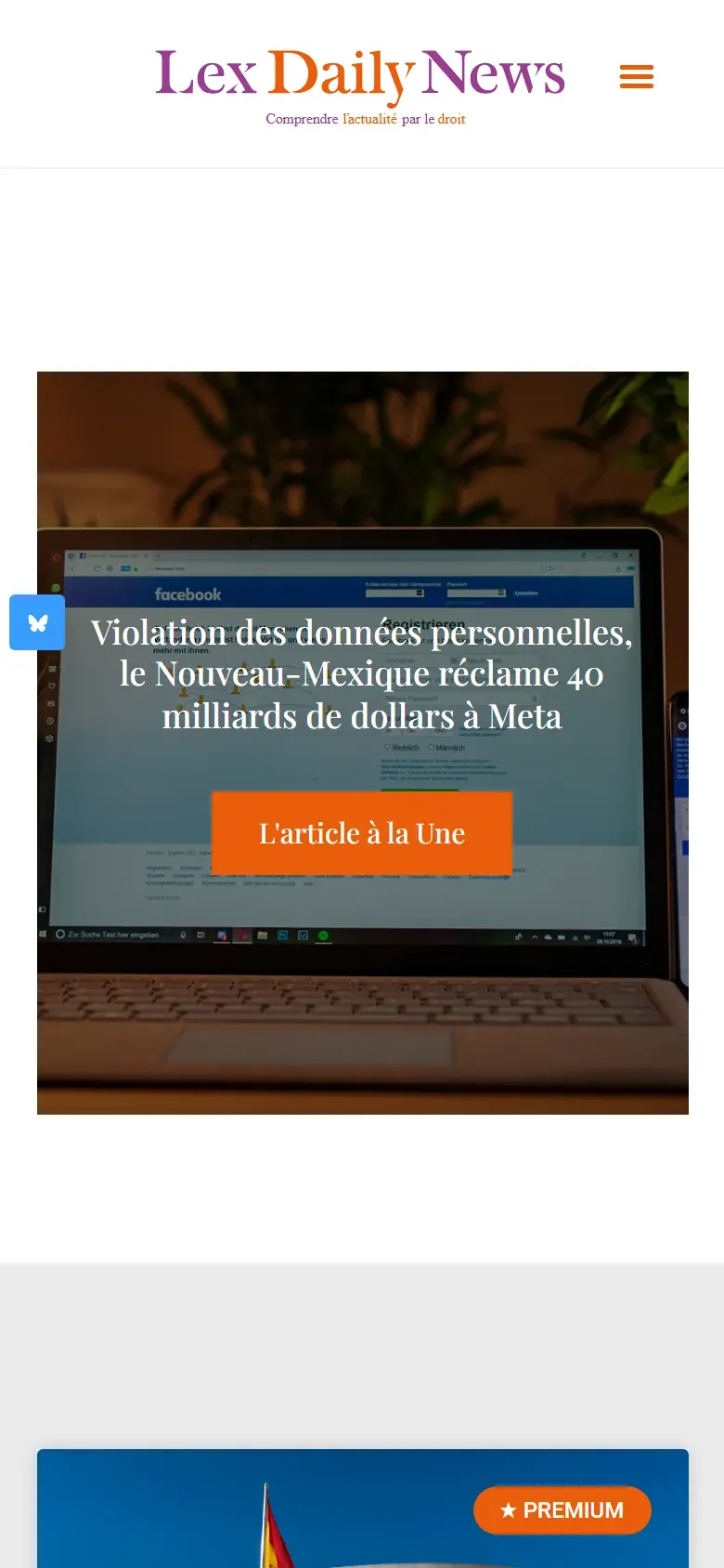 Page d’accueil de Lex Daily News sur mobile.