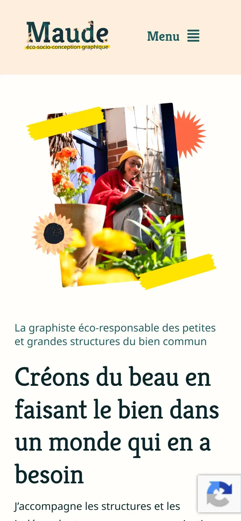 Page d’accueil de Maude de Goër sur mobile.